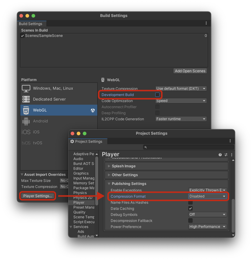 Publish Settings Screenshot
